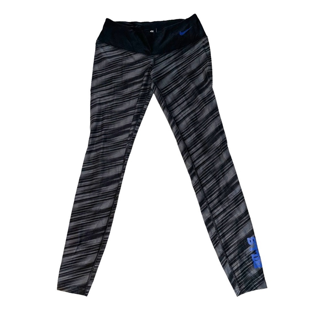 NFL Black & Gray Striped Leggings with Blue Accent
